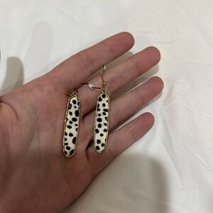 cheetah print gold dangly earrings